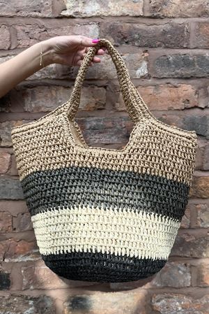 Kenza Raffia Bucket Bag Mono /30=